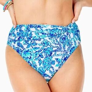 Lilly Pulitzer Turquoise Oasis Yarrow High Waist Bikini Bottom Sz. 14/16